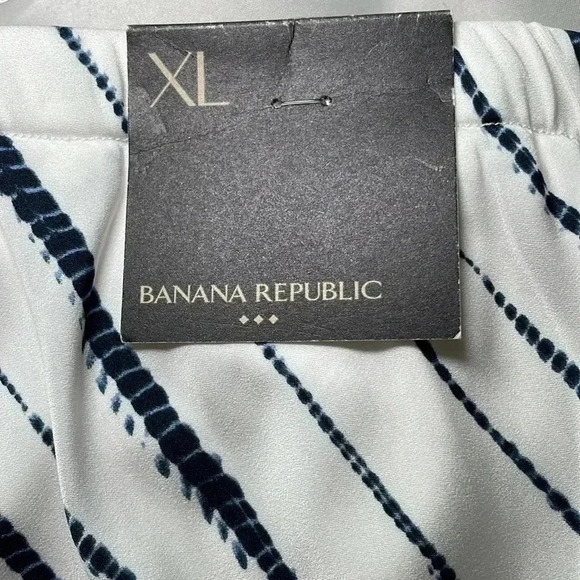 Banana Republic Satin Off White/Navy Midi Skirt sz XL - Picture 3 of 9